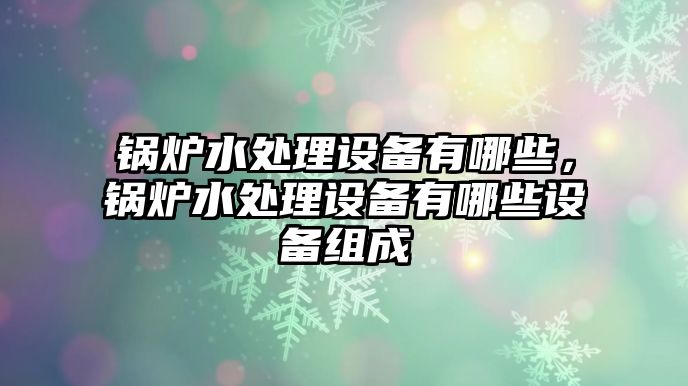 鍋爐水處理設備有哪些，鍋爐水處理設備有哪些設備組成