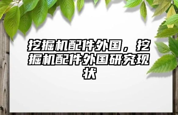 挖掘機配件外國，挖掘機配件外國研究現狀