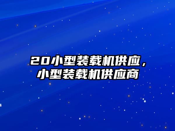 20小型裝載機供應，小型裝載機供應商