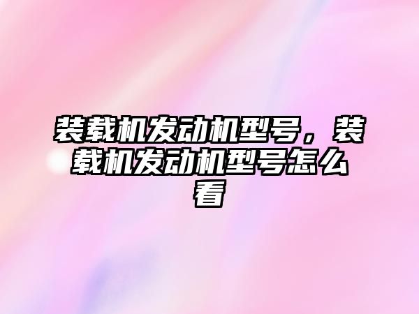 裝載機發動機型號，裝載機發動機型號怎么看