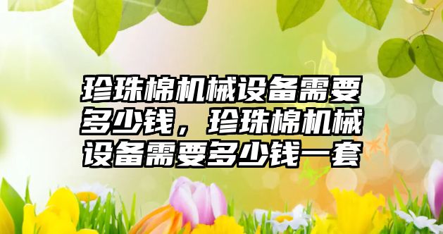 珍珠棉機械設備需要多少錢，珍珠棉機械設備需要多少錢一套