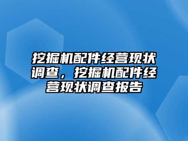 挖掘機配件經(jīng)營現(xiàn)狀調查，挖掘機配件經(jīng)營現(xiàn)狀調查報告