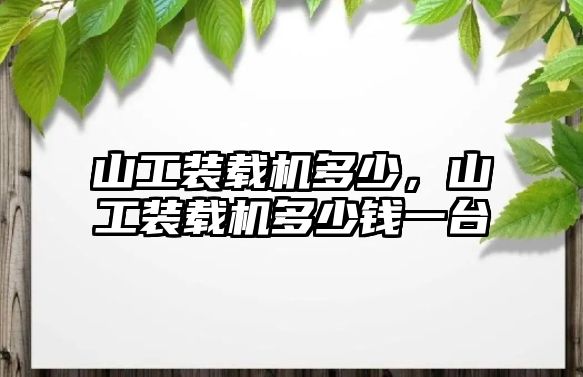 山工裝載機多少，山工裝載機多少錢一臺