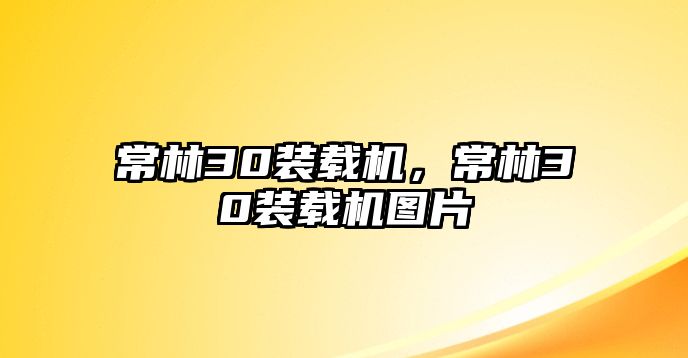 常林30裝載機，常林30裝載機圖片