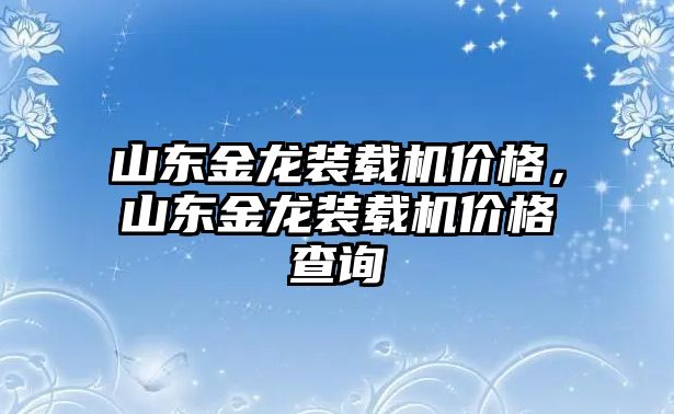 山東金龍裝載機價格，山東金龍裝載機價格查詢