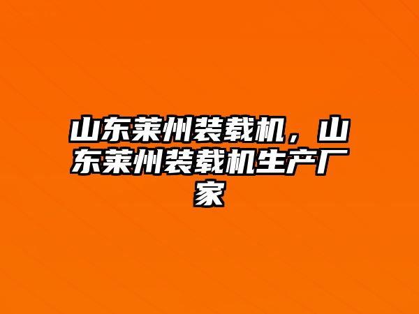 山東萊州裝載機(jī)，山東萊州裝載機(jī)生產(chǎn)廠(chǎng)家