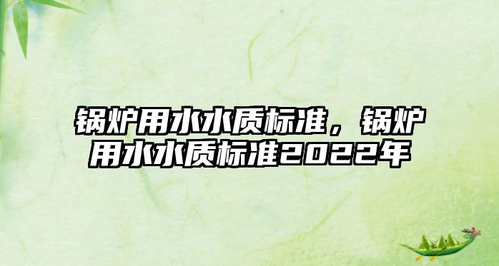 鍋爐用水水質標準，鍋爐用水水質標準2022年