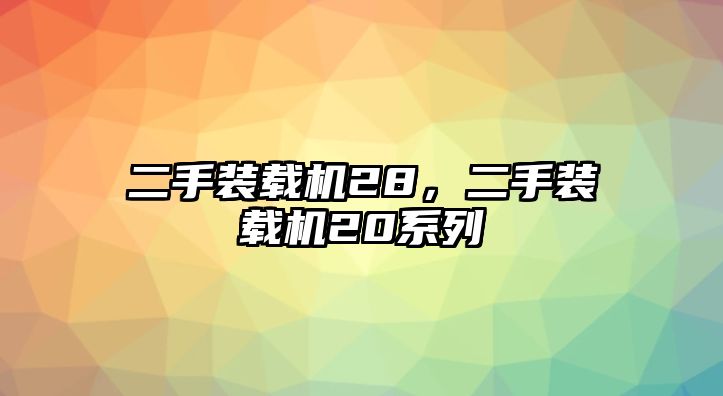 二手裝載機28，二手裝載機20系列