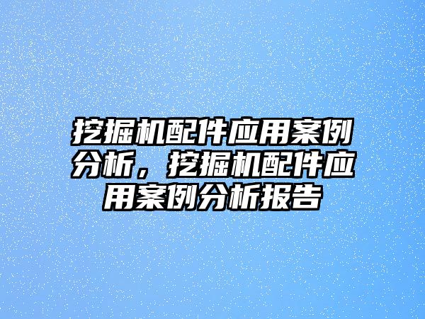 挖掘機配件應用案例分析，挖掘機配件應用案例分析報告