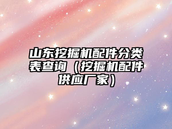 山東挖掘機配件分類表查詢（挖掘機配件供應廠家）