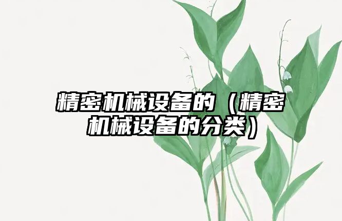 精密機械設備的（精密機械設備的分類）