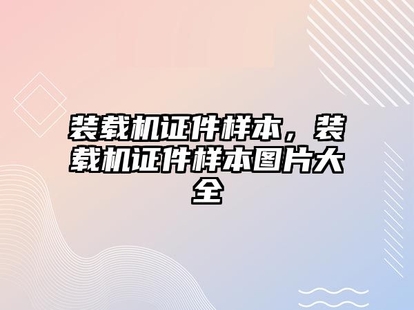 裝載機證件樣本，裝載機證件樣本圖片大全