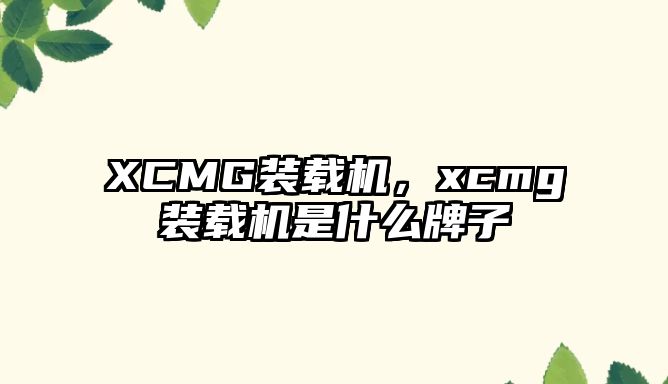 XCMG裝載機(jī)，xcmg裝載機(jī)是什么牌子