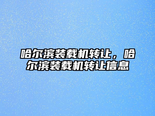 哈爾濱裝載機轉讓，哈爾濱裝載機轉讓信息