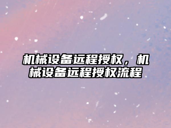 機械設備遠程授權，機械設備遠程授權流程