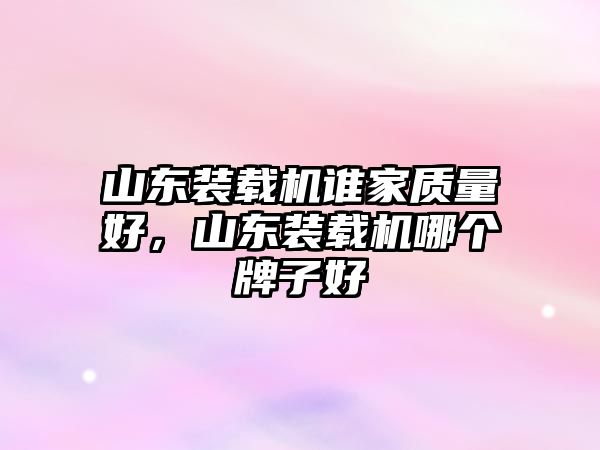 山東裝載機(jī)誰家質(zhì)量好，山東裝載機(jī)哪個(gè)牌子好