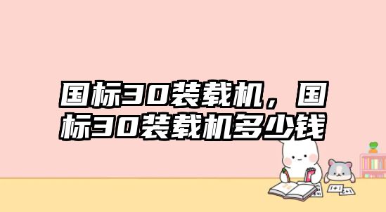 國標(biāo)30裝載機，國標(biāo)30裝載機多少錢