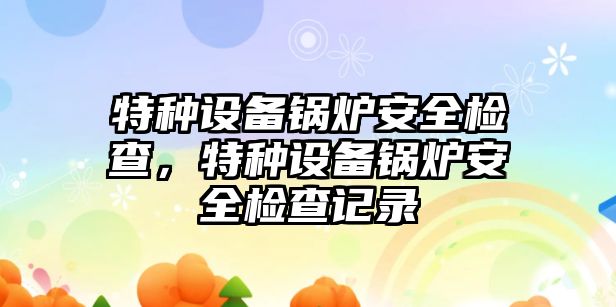 特種設備鍋爐安全檢查，特種設備鍋爐安全檢查記錄