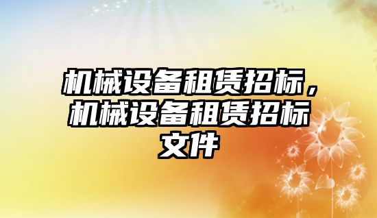 機械設(shè)備租賃招標，機械設(shè)備租賃招標文件