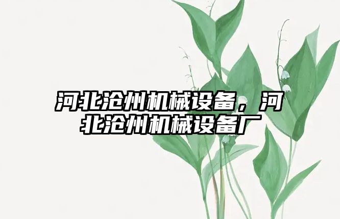 河北滄州機械設備，河北滄州機械設備廠