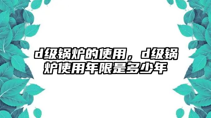 d級鍋爐的使用，d級鍋爐使用年限是多少年