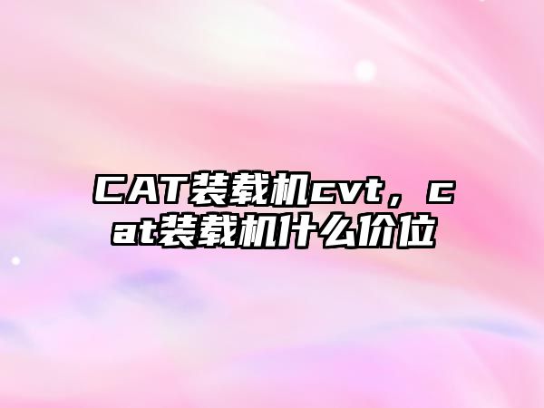 CAT裝載機cvt，cat裝載機什么價位