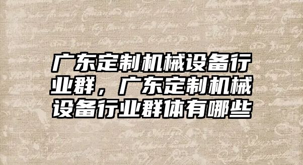 廣東定制機械設備行業群，廣東定制機械設備行業群體有哪些