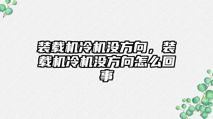 裝載機冷機沒方向，裝載機冷機沒方向怎么回事