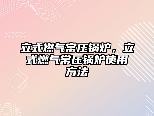 立式燃?xì)獬哄仩t，立式燃?xì)獬哄仩t使用方法