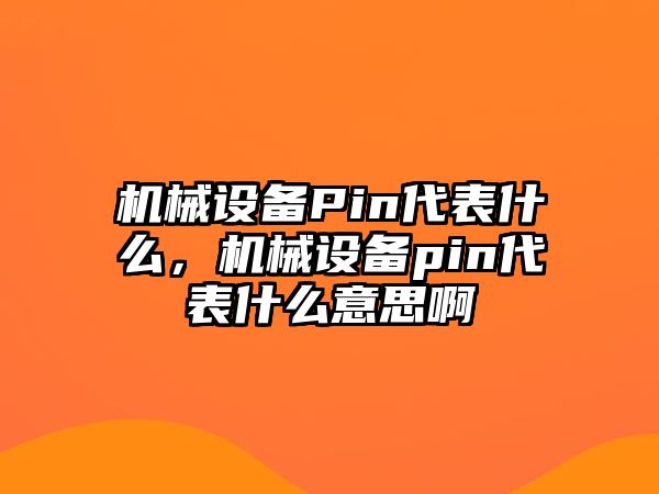 機械設(shè)備Pin代表什么，機械設(shè)備pin代表什么意思啊