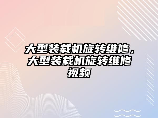 大型裝載機旋轉維修，大型裝載機旋轉維修視頻