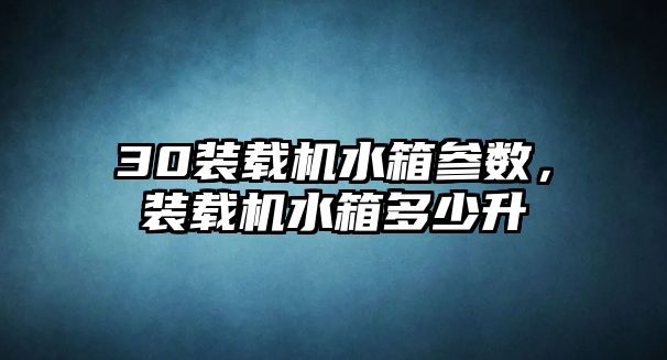 30裝載機水箱參數，裝載機水箱多少升