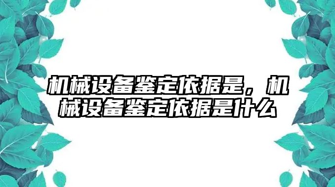 機械設備鑒定依據是，機械設備鑒定依據是什么