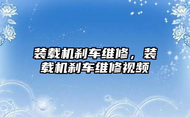 裝載機剎車維修，裝載機剎車維修視頻