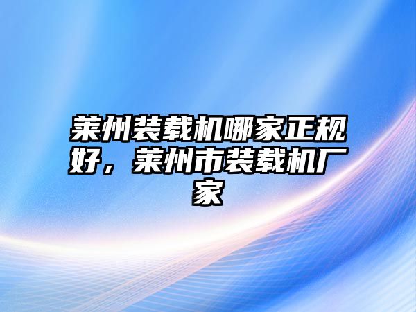 萊州裝載機哪家正規好，萊州市裝載機廠家