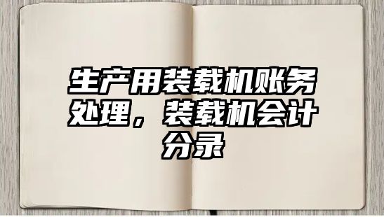 生產用裝載機賬務處理，裝載機會計分錄