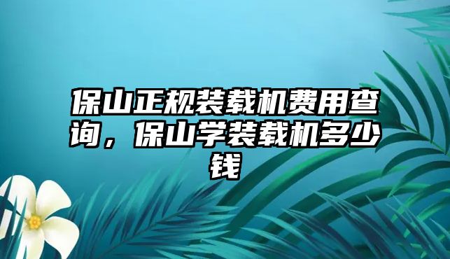 保山正規裝載機費用查詢，保山學裝載機多少錢