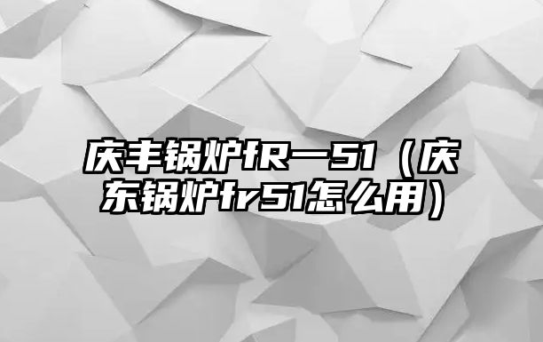 慶豐鍋爐fR一51（慶東鍋爐fr51怎么用）