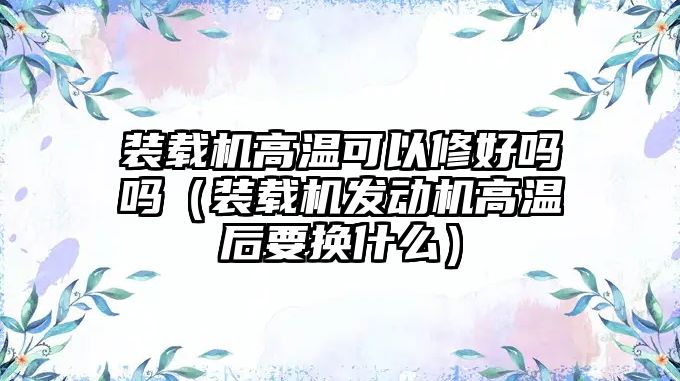 裝載機高溫可以修好嗎嗎（裝載機發動機高溫后要換什么）