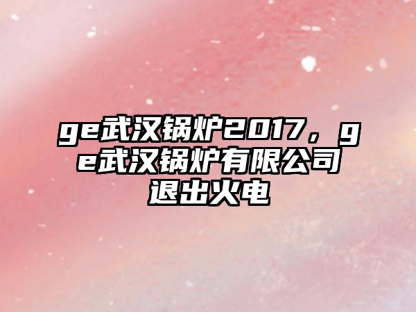 ge武漢鍋爐2017，ge武漢鍋爐有限公司退出火電