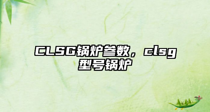 CLSG鍋爐參數，clsg型號鍋爐