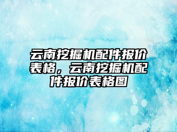 云南挖掘機配件報價表格，云南挖掘機配件報價表格圖