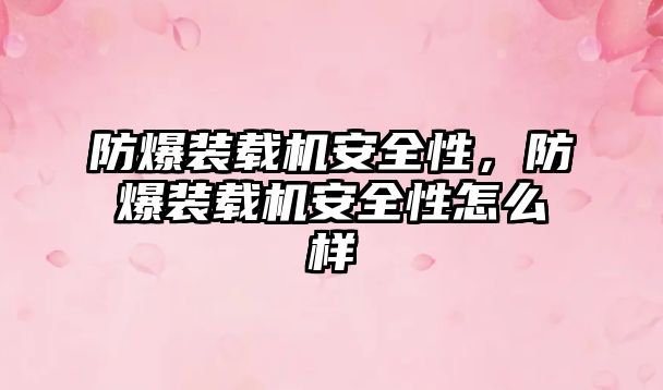 防爆裝載機安全性，防爆裝載機安全性怎么樣