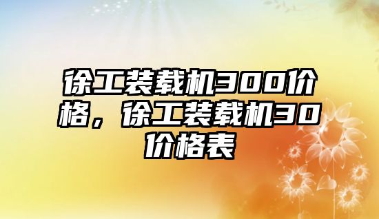 徐工裝載機300價格，徐工裝載機30價格表