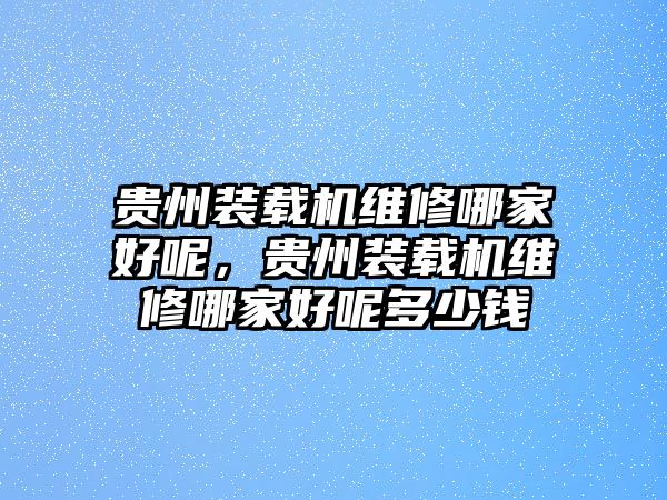 貴州裝載機維修哪家好呢，貴州裝載機維修哪家好呢多少錢