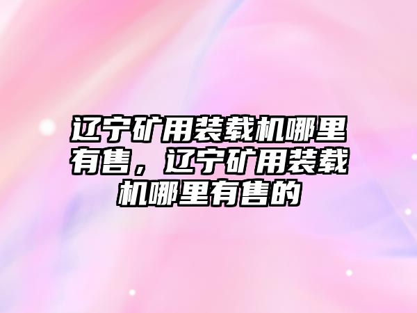 遼寧礦用裝載機哪里有售，遼寧礦用裝載機哪里有售的