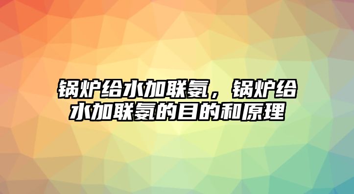 鍋爐給水加聯(lián)氨，鍋爐給水加聯(lián)氨的目的和原理