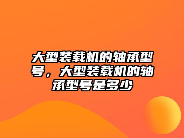 大型裝載機(jī)的軸承型號，大型裝載機(jī)的軸承型號是多少