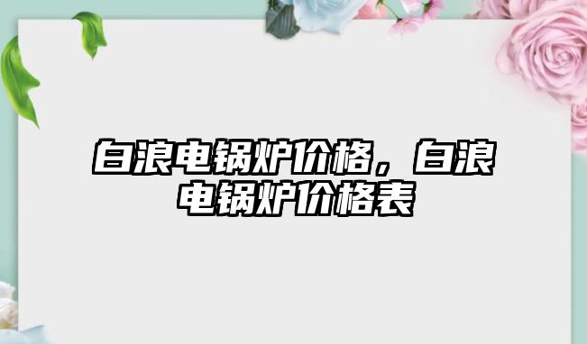 白浪電鍋爐價格，白浪電鍋爐價格表