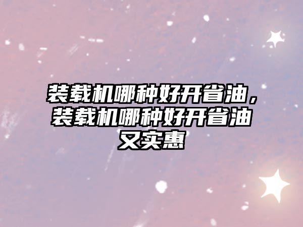 裝載機哪種好開省油，裝載機哪種好開省油又實惠